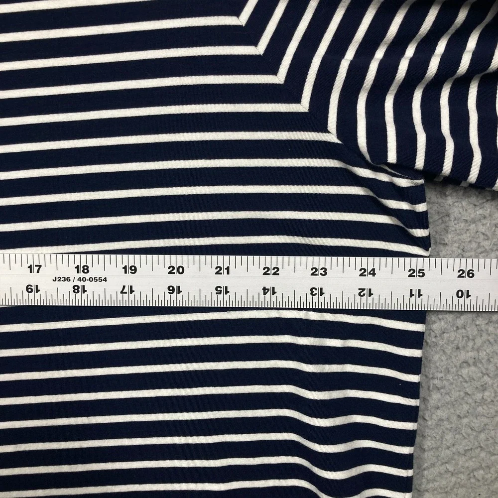 Talbots Turtleneck Top Women 3X Navy Blue Striped Cotton Blend Long Sleeve 8947